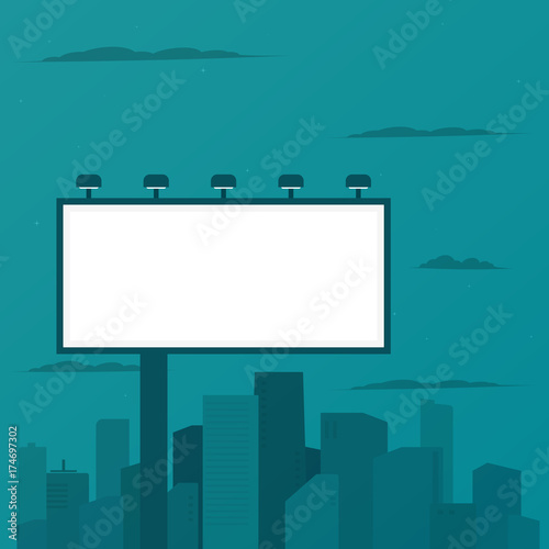 blank billboard in night city