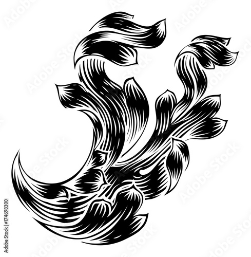 Heraldry Scroll Floral Fili...