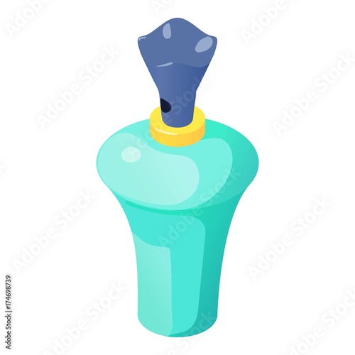 Blue bottle perfume icon, isometric 3d style
