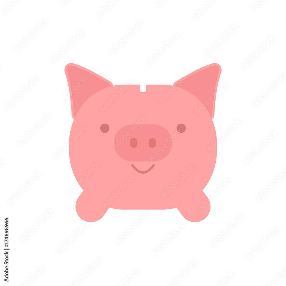 Pink piggy bank icon Pink piggy bank icon