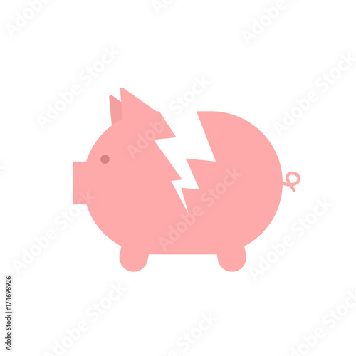 Broken piggy bank icon