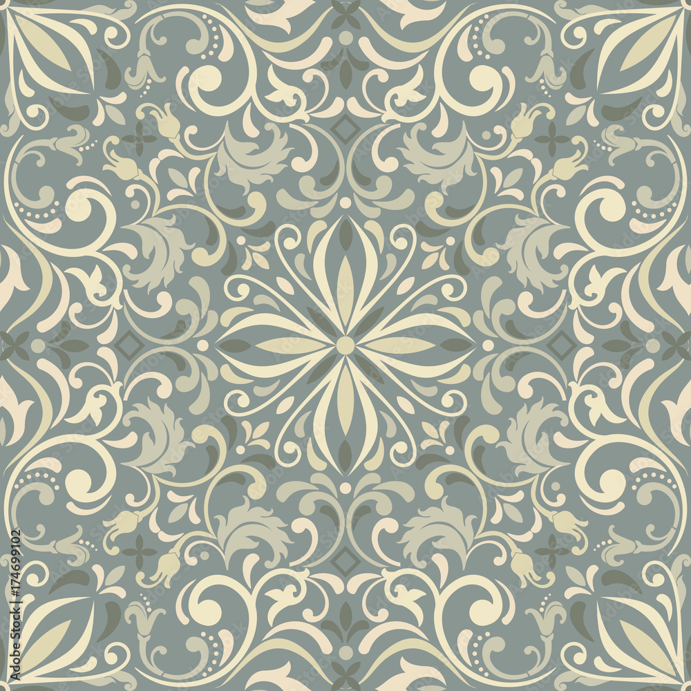 Fototapeta Moroccan tiles ornaments. Seamless patchwork pattern. Can be used for wallpaper, textile and pattern fills, different surfaces, background of web site pages.