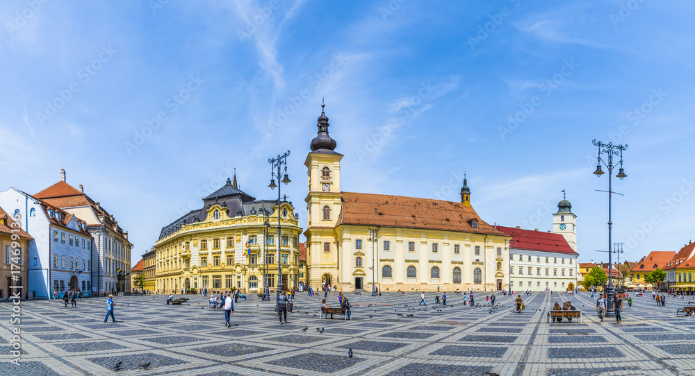 Historical center of Sibiu town, Transylvania region, Romania.