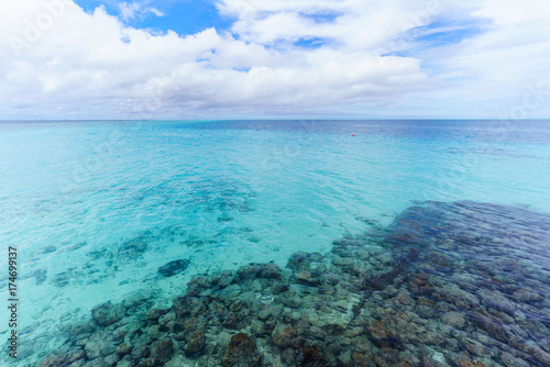 Fototapeta Naklejka Na Ścianę i Meble -  Crystal clear turquoise sea in a beautiful day in tropical Maldives island