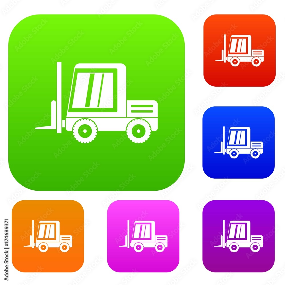 Fototapeta premium Stacker loader set color collection