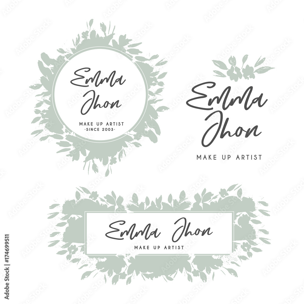 Obraz premium Floral logo pack, hand drawn, flowers, logos