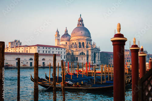 Grand Canal with gondolas and s Santa Maria della Salute church, Venice, Italy © dejank1
