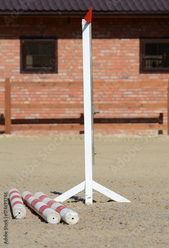 Obraz na płótnie Horse show jumping obstacles on stable w salonie