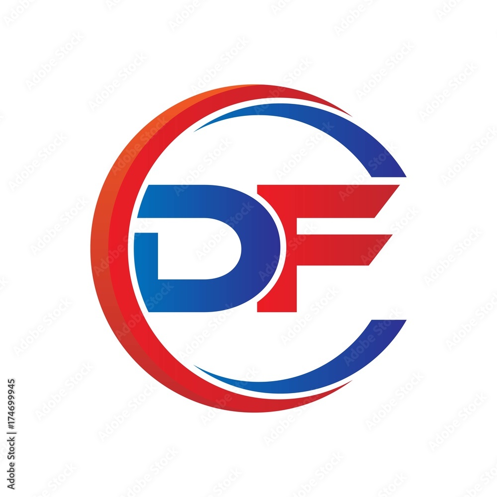 fly Justering Savvy df logo vector modern initial swoosh circle blue and red Stock-vektor |  Adobe Stock
