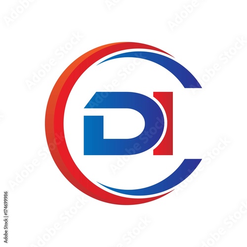 di logo vector modern initial swoosh circle blue and red