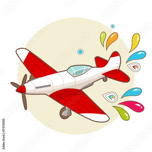 Cartoon vintage airplane, vector illustration