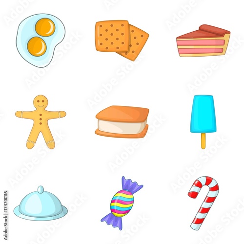 Holiday food icons set, cartoon style