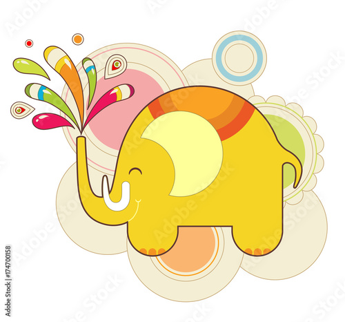 Cute cartoon elephant. Vector illustration