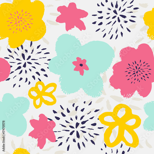 Seamless pattern with pastel flowers.