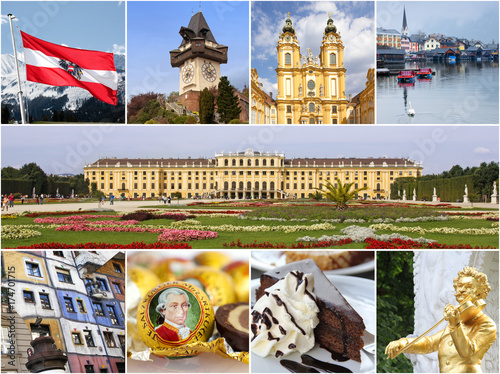 Photography Austria landmark collage with tourist highlights