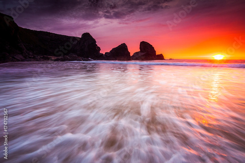 Sunset at Porthcothan Bay, Cornwall
