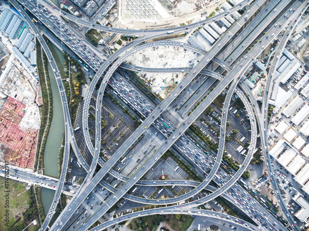 busy road intersection of modern city busy road intersection of modern city