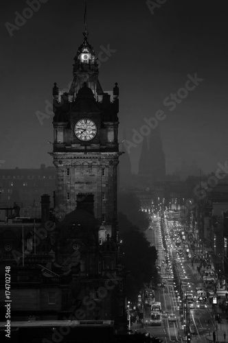 Aerial night view of Edinburgh