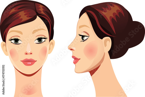 face girl in straight and profile
