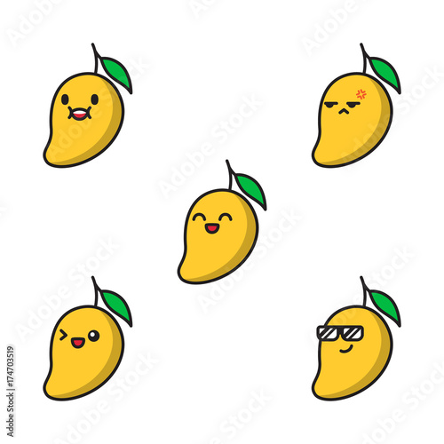 Cute mango fruit vector cartoon