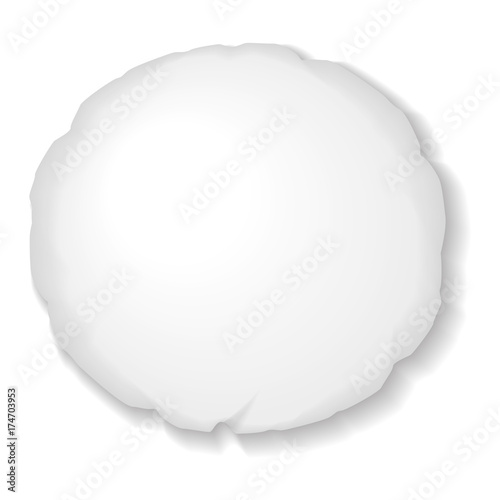 Round Pillow Template Isolated on White Background