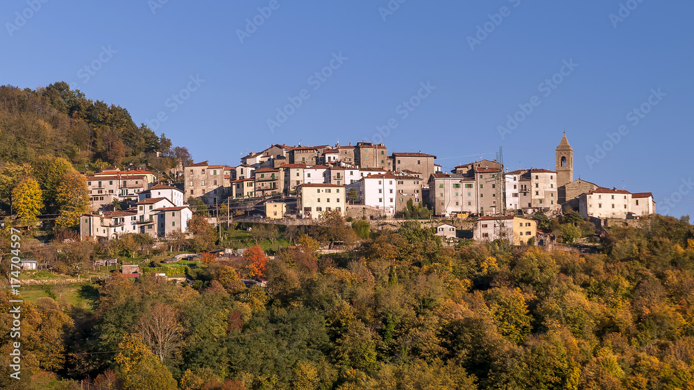 Beautiful view of Mammiano, a fraction of the municipality of San Marcello Piteglio, in the province of Pistoia, located in the Tuscany region, Italy