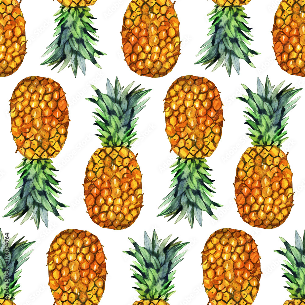 Naklejka wzór ananasa akwarela