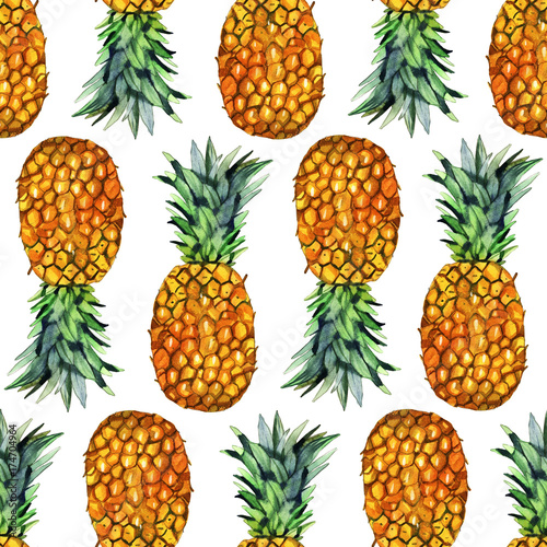 watercolor pineapple seamless pattern