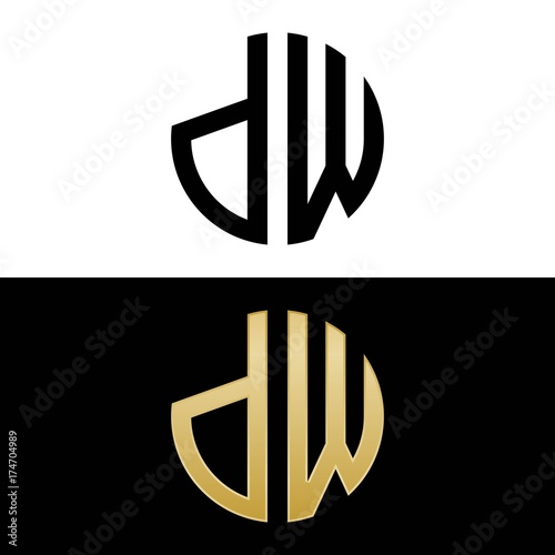 Free Download dw initial logo circle shape vector black and gold - GFXLoad