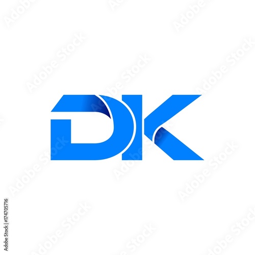 dk logo initial logo vector modern blue fold style