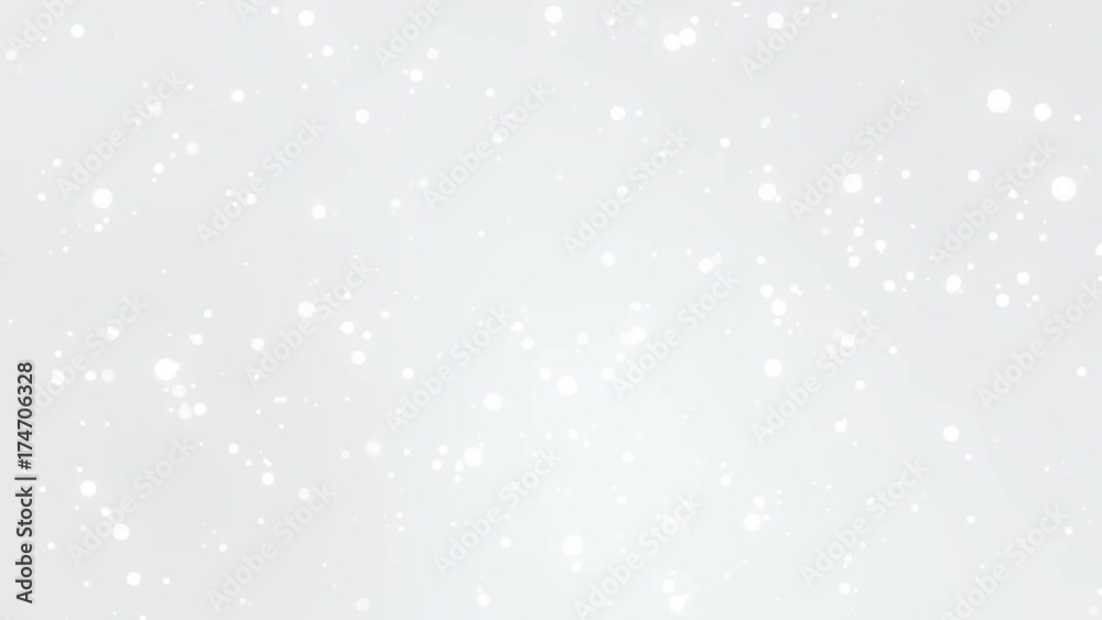 Glowing white snowflake particles falling down against winter sky gradient background. Glowing white snowflake particles falling down against winter sky gradient background.