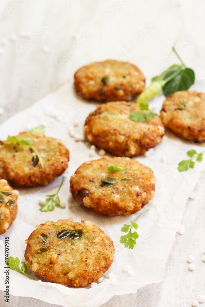 Sabudana Vada / Sago Tapioca pearl fritters - Indian Navratri fasting food Sabudana Vada / Sago Tapioca pearl fritters - Indian Navratri fasting food