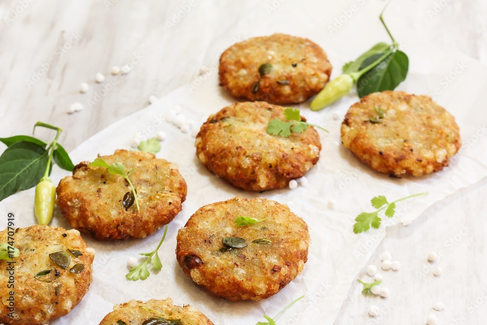Sabudana Vada / Sago Tapioca pearl fritters - Indian Navratri fasting food Sabudana Vada / Sago Tapioca pearl fritters - Indian Navratri fasting food