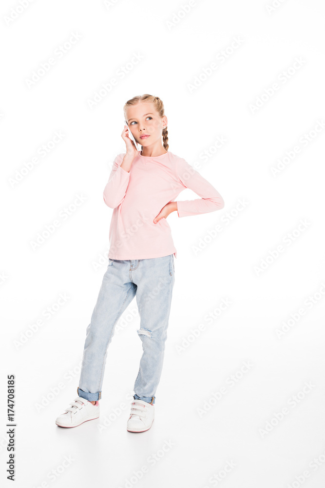 child talking on smartphone child talking on smartphone