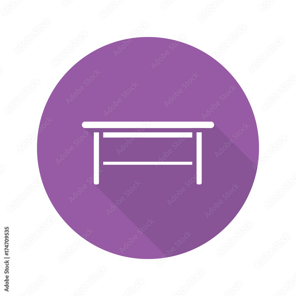Wooden table flat design long shadow glyph icon Wooden table flat design long shadow glyph icon