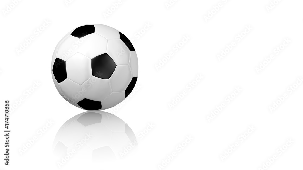 Football ball on a white reflecting floor Football ball on a white reflecting floor