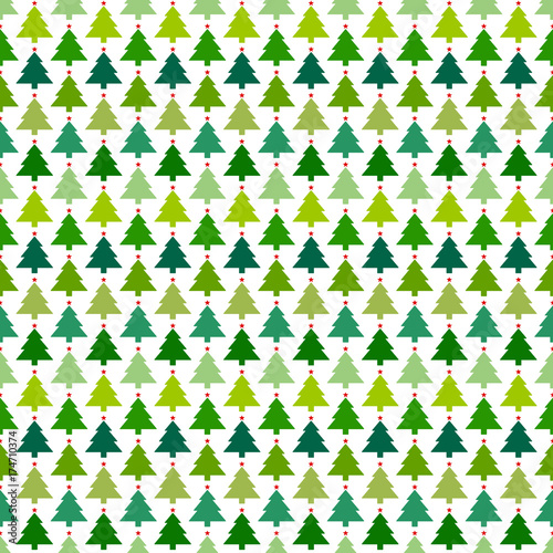 Seamless Pattern Christmas Trees Stars Green