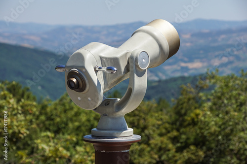 Tourist telescope for landscape exploring.