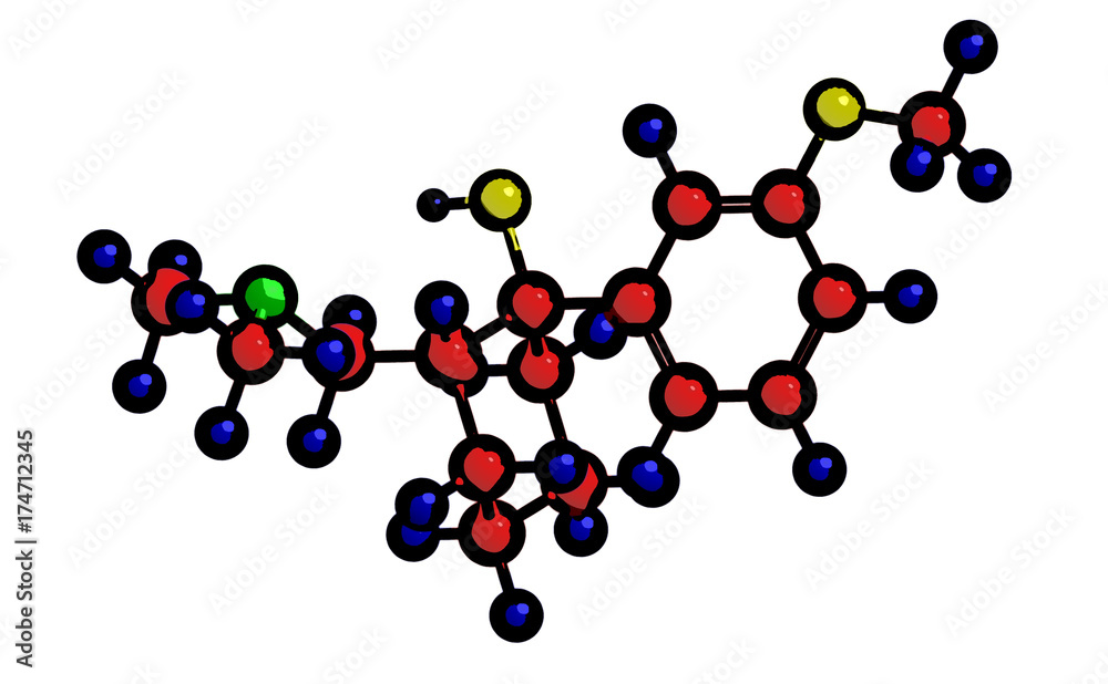 Tramadol - molecular structure, 3d rendering Tramadol - molecular structure, 3d rendering