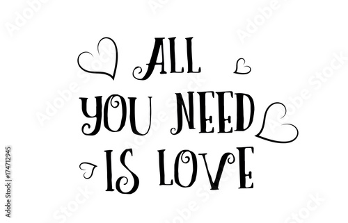 all you need is love quote logo greeting card poster design