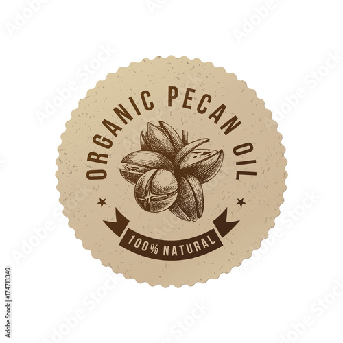 Organic pecan oil emblem photo