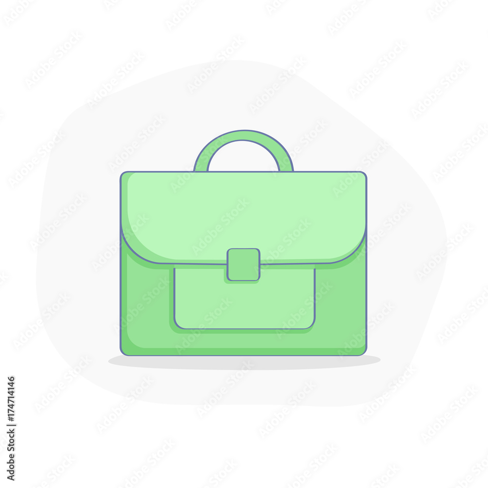 Business Suitcase icon illustration, flat green outline case vector icon on white background. Concept of Brief, Case, Handle Bag, Portfolio, Financial Documents Storage Business Suitcase icon illustration, flat green outline case vector icon on white background. Concept of Brief, Case, Handle Bag, Portfolio, Financial Documents Storage