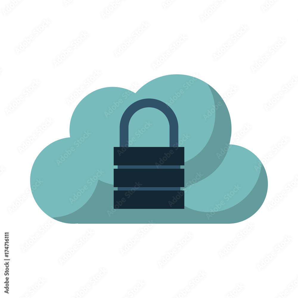 cloud storage with safety lock icon image vector illustration design cloud storage with safety lock icon image vector illustration design