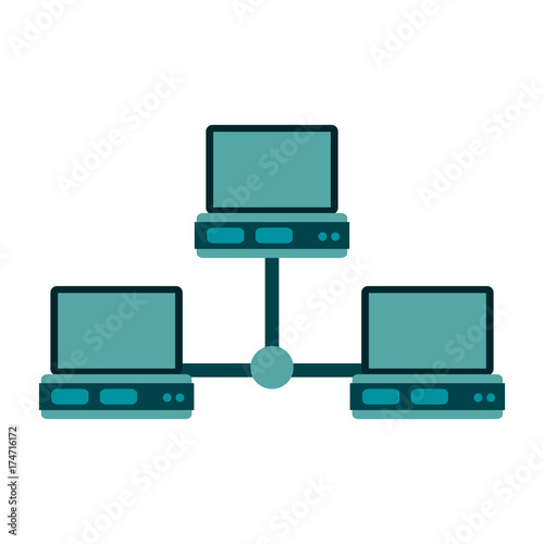 computers with blank screen connected to each other icon image vector illustration design 