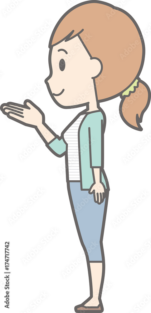 Illustration of a young lady in striped clothes looking sideways Illustration of a young lady in striped clothes looking sideways