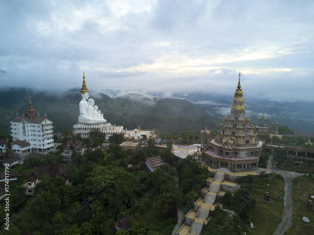 Fototapeta premium Aerial view Wat Phra That Pha Son Kaew in Phetchabun, Thailand.
