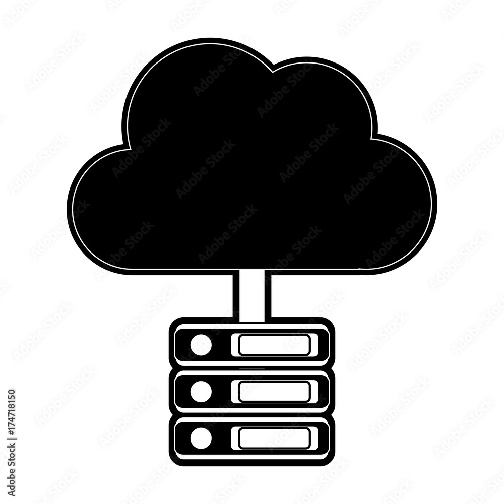 cloud storage with servers and computer icon image vector illustration design black and white cloud storage with servers and computer icon image vector illustration design black and white