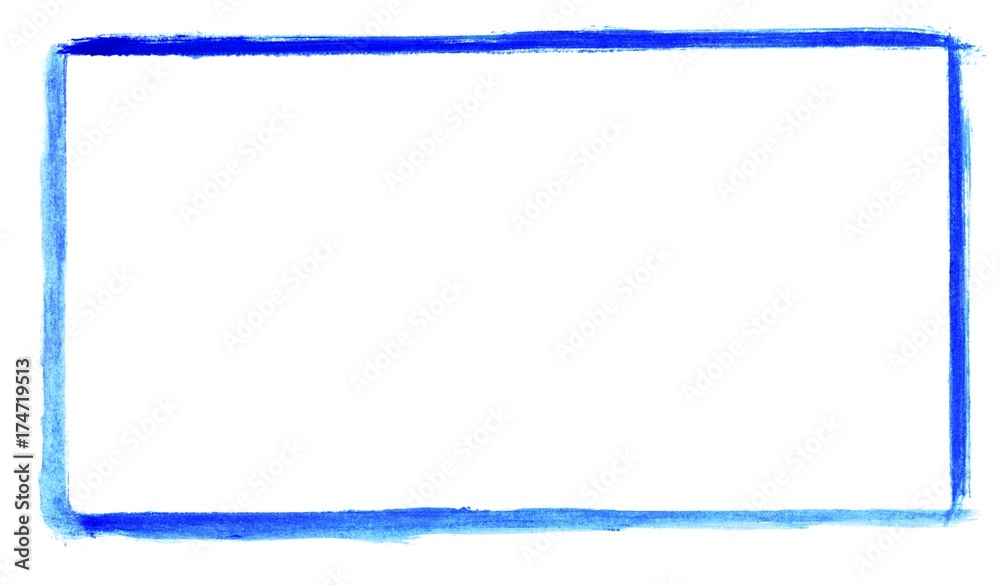 Handgemalter Rahmen aus blauer Farbe - obrazy, fototapety, plakaty 