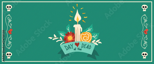 Day of the dead flower hand drawn festive banner