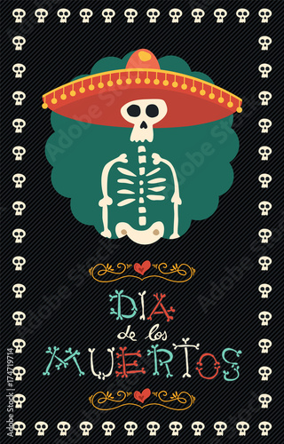 Day of the dead mexican mariachi hat sugar skull